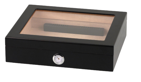 Humidor "schwarz matt mit Glasdeckel" für ca. 20 Zigarren